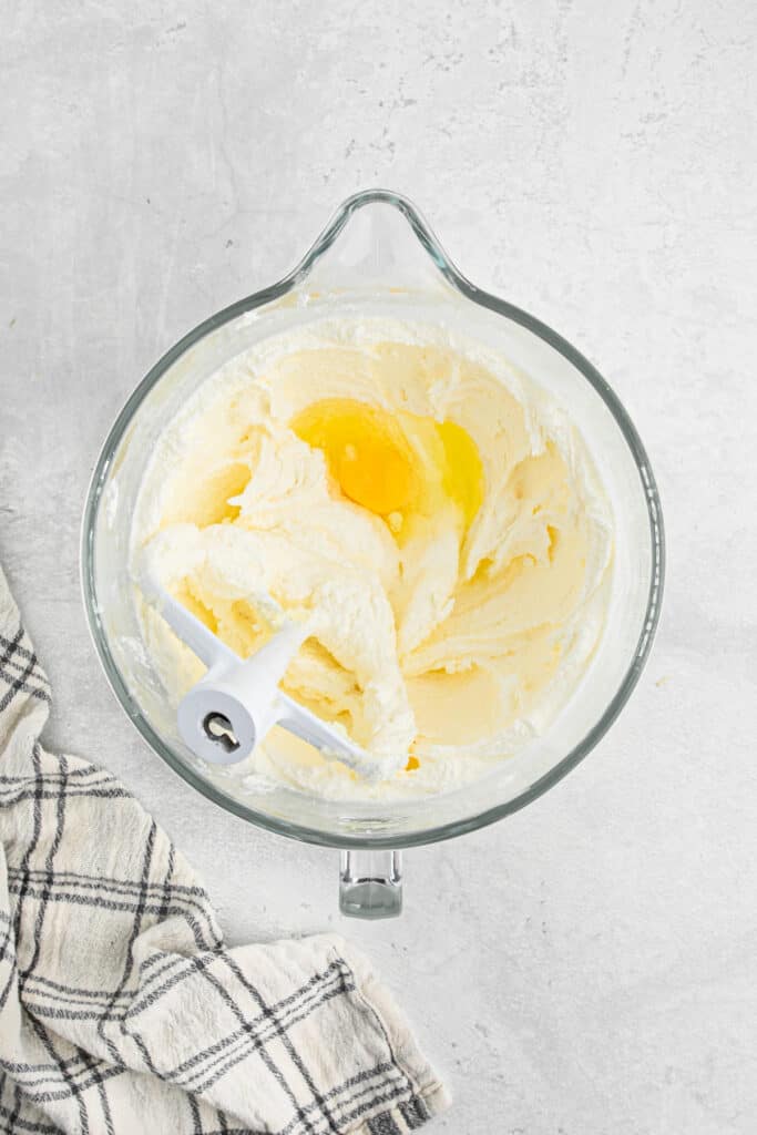 Creamed butter and sugar with eggs added.