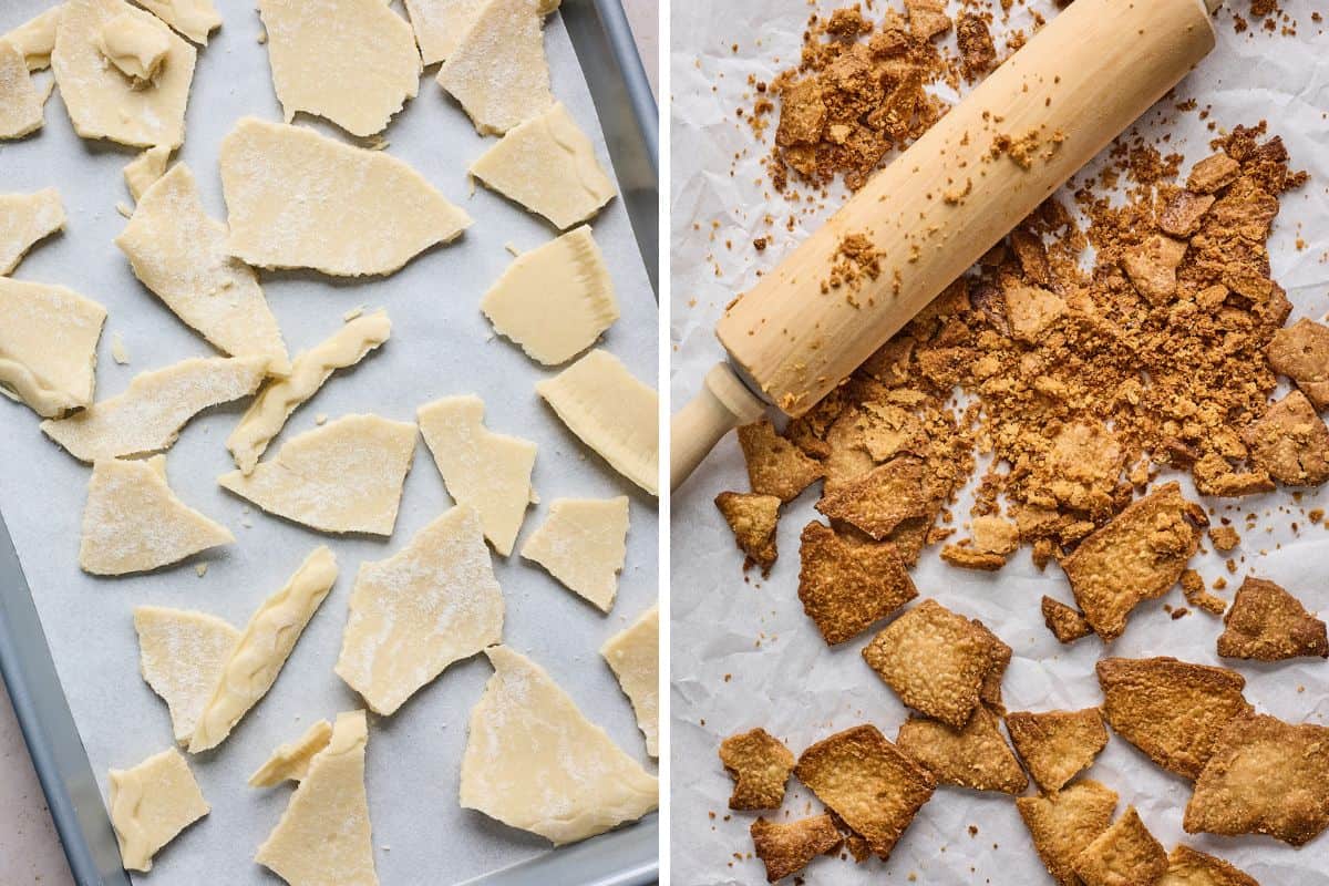 Steps to make crust crumbles for apple pie ice cream